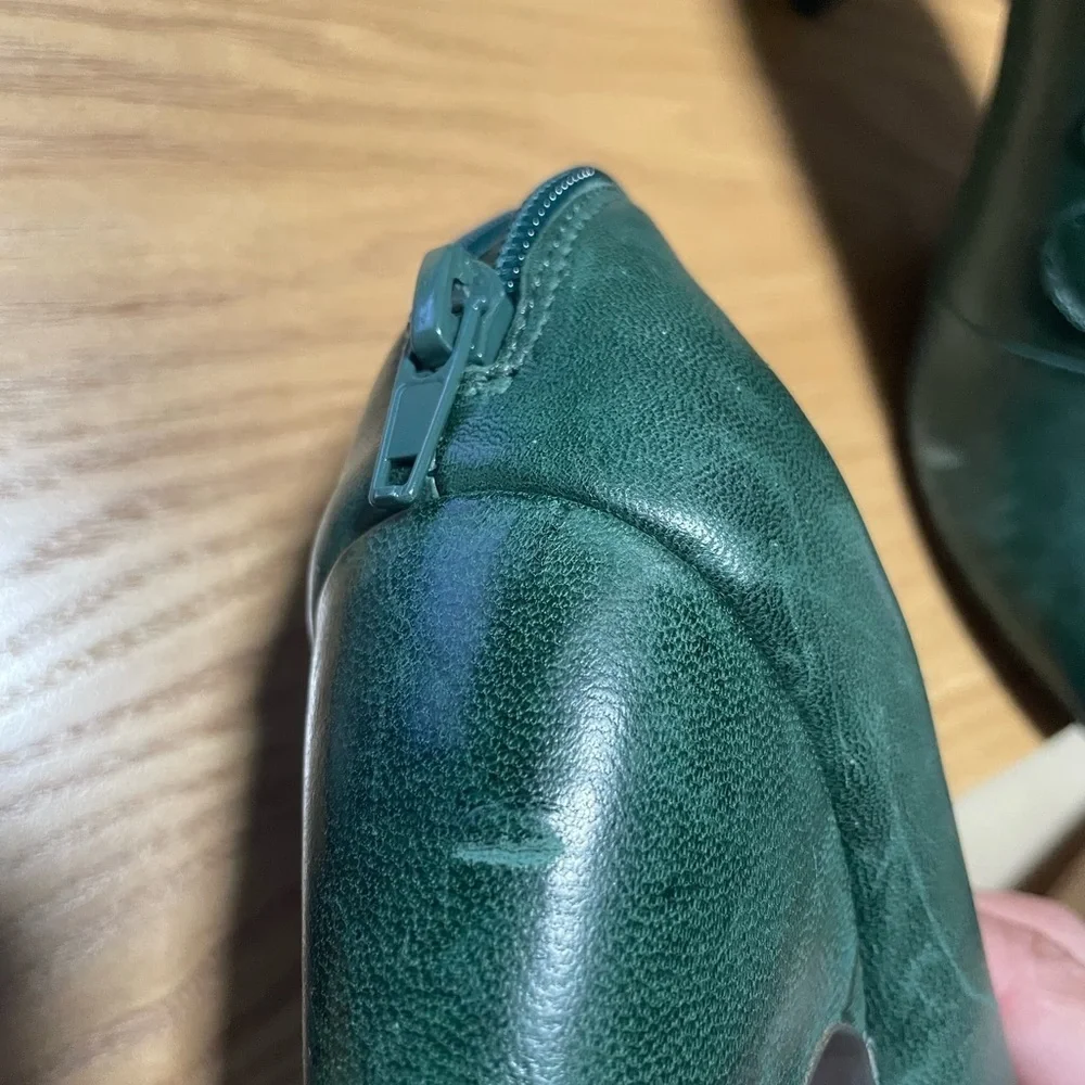 Miz Mooz Sharon Leather Mary Jane Pumps 6 Forest Green Retro Vintage Inspired